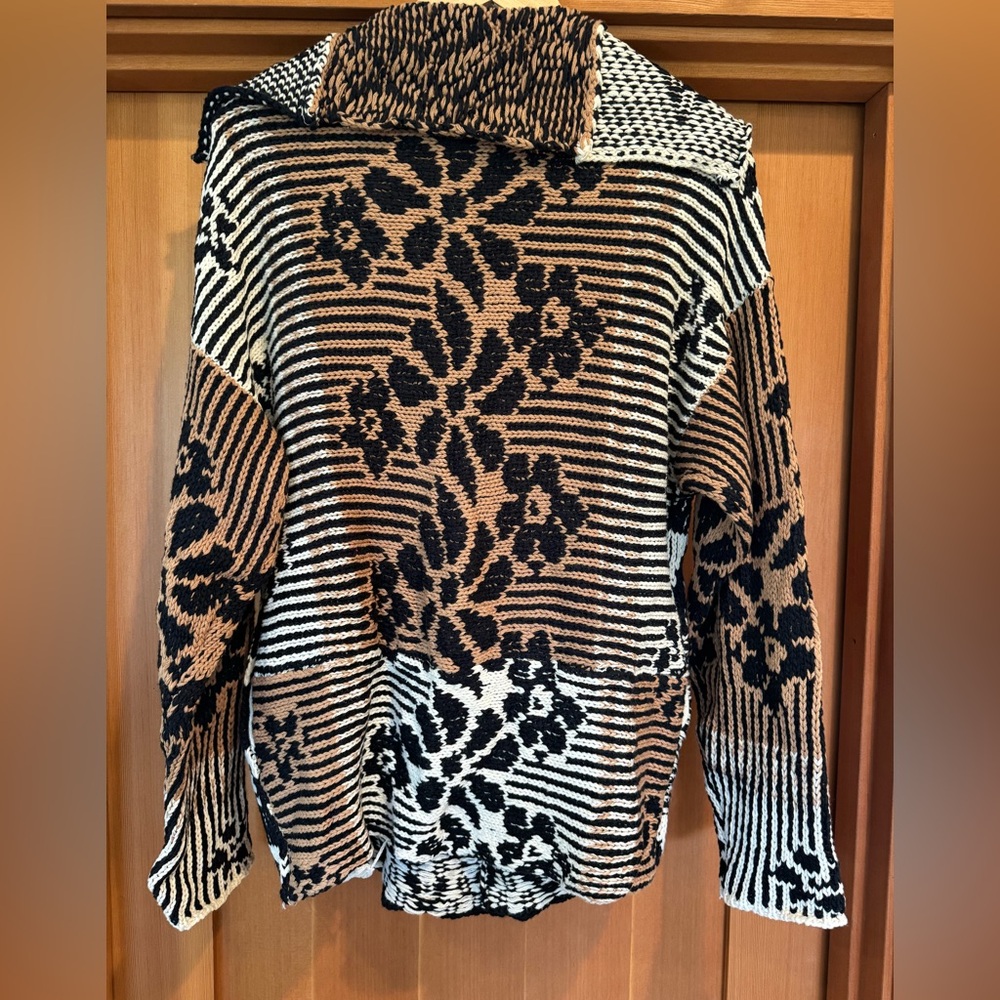 Free People Tate Black and Brown Patterned Cardigan XS - Picture 9 of 9